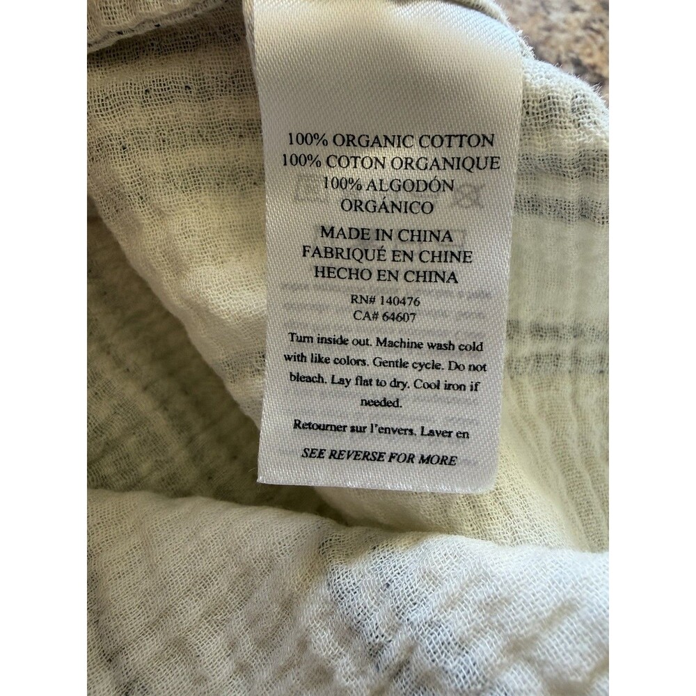 Faherty Dream Organic Cotton Gauze Desmond Top Size Large Cream Tidal Wave Dobby - Picture 11 of 13